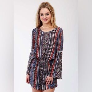 ROPER PAISLEY STRIPE PRINTED ROMPER